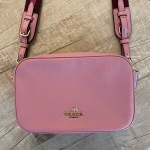 Coach Large Jes Crossbody Bag- Pebbled Leather - Pink